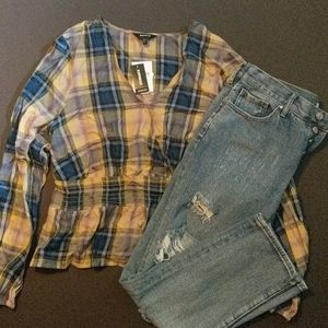 Express checkered top small nwt